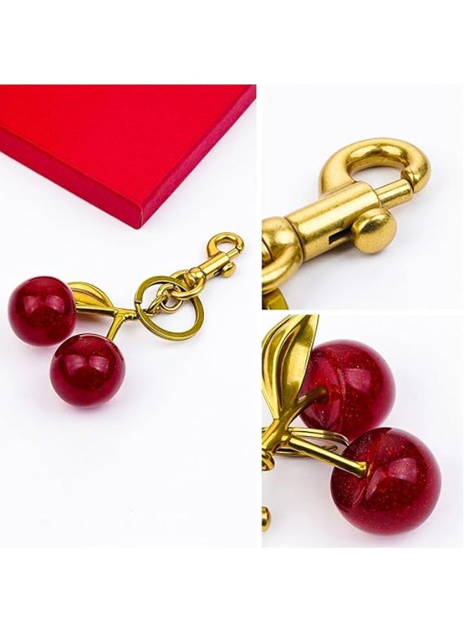 مقفل المفاتيح بسحر محفظة الكرز بسحر حقيبة الكرز - مقفل المفاتيح بملحقات الكرز للسيارة، هدية عيد الميلاد والعيد الحب للنساء، حقيبة للنساء - Image 3